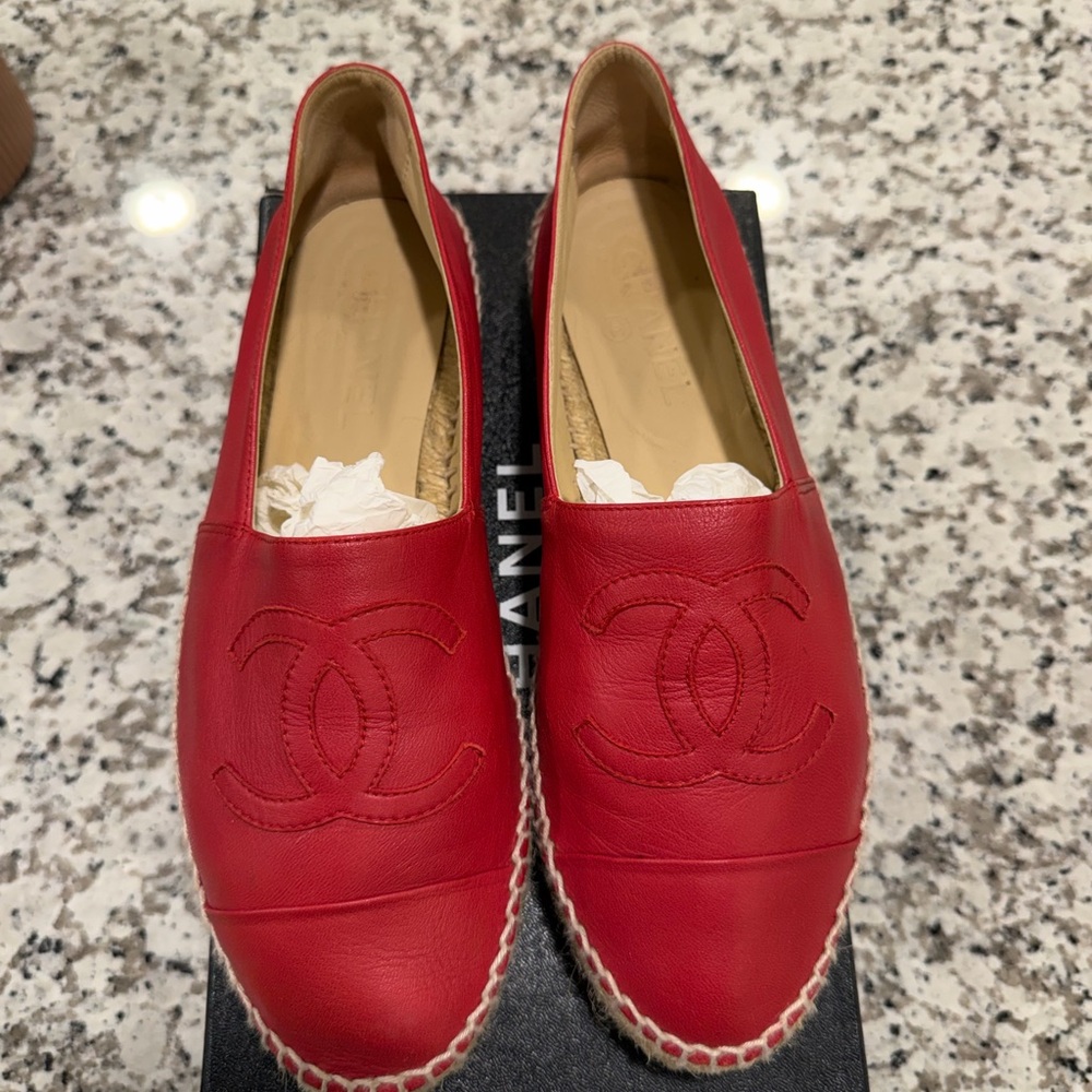 Chanel hot pink Leather Espadrilles